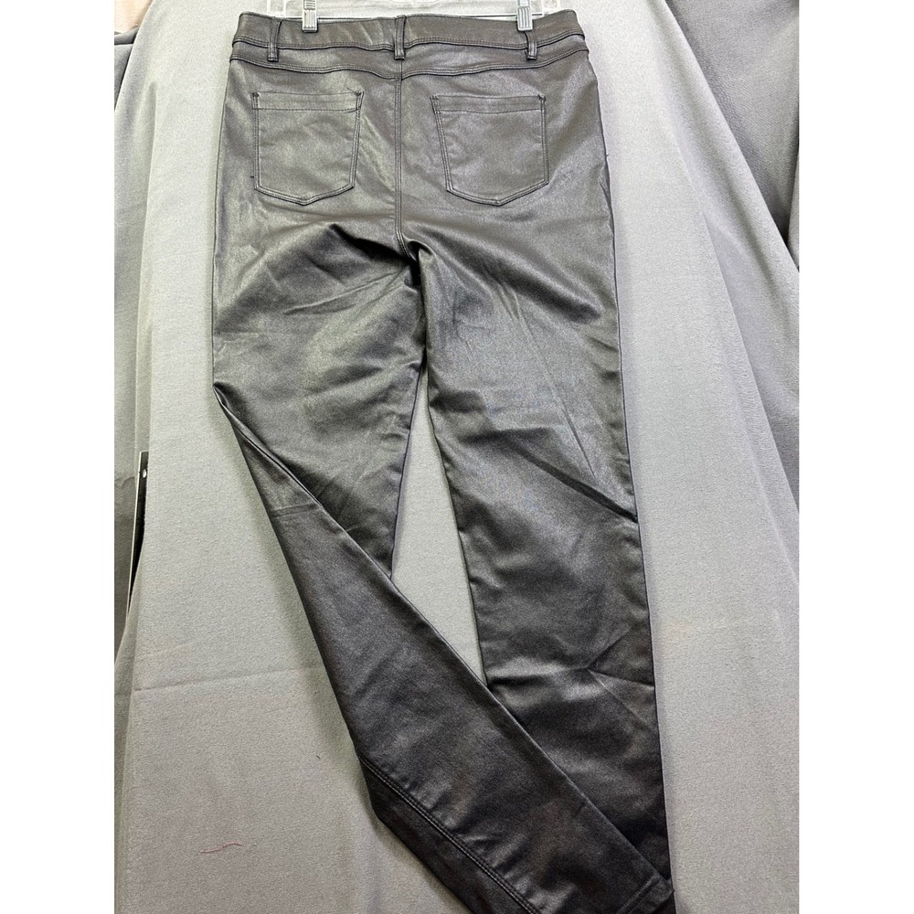 Hunter‎ & Brown Black Faux Leather Skinny Pants Coated Denim Style Trousers XL